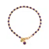 Nellou Jewellery Women's Purple Linear February Birthstone Bracelet Amethyst Gold Plated Sterling Silver In Purple