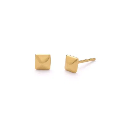 Nellou Jewellery Women's Pyramid Stud Earrings Gold Plated Sterling Silver