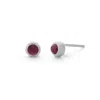 Nellou Jewellery Women's Red Garnet Gem Dot January Birthstone Earrings Sterling Silver