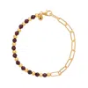 Nellou Jewellery Women's Red / Gold Garnet Gem Shine Bracelet Gold Plated Sterling Silver
