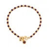 Nellou Jewellery Women's Red Linear Linear January Birthstone Bracelet Garnet Gold Plated Sterling Silver In Red