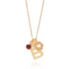 Nellou Jewellery Women's Red Personalised Hex Initial January Birthstone Necklace Gold Plated Sterling Silver - Garne
