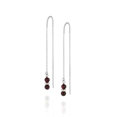 Nellou Jewellery Women's Red / Silver Fall Birthstone Earrings Garnet January Sterling Silver In Multi