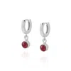 Nellou Jewellery Women's Red / Silver Gem Hoop Birthstone Earrings January Sterling Silver - Garnet