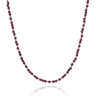 Nellou Jewellery Women's Red / Silver Jewel Bead January Birthstone Necklace Sterling Silver - Garnet In Multi