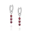Nellou Jewellery Women's Red / Silver Linear Huggie Birthstone Earrings January Sterling Silver - Garnet