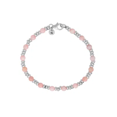 Nellou Jewellery Women's Silver / Pink Gem Bracelet October Birthstone Pink Opal Sterling Silver In Multi
