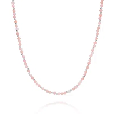Nellou Jewellery Women's Silver / Pink Jewel Bead October Birthstone Necklace Sterling Silver -  Pink Opal In Multi