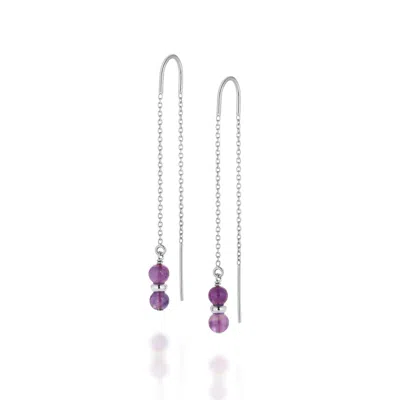 Nellou Jewellery Women's Silver / Purple Fall Birthstone Earrings February Amethyst Sterling Silver In Multi