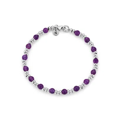 Nellou Jewellery Women's Silver / Purple Gem Amethyst Bracelet Birthstone February Sterling Silver In Multi