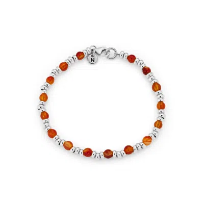 Nellou Jewellery Women's Silver / Yellow Gem Bracelet July Birthstone Carnelian Sterling Silver In Multi