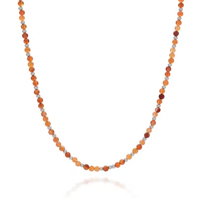 Nellou Jewellery Women's Silver / Yellow Jewel Bead July Birthstone Necklace Sterling Silver - Carnelian In Multi