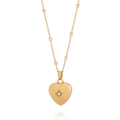 Nellou Jewellery Women's Starlight Heart Locket Necklace Gold Plated Sterling Silver