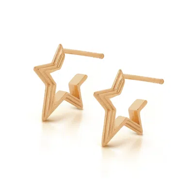Nellou Jewellery Women's Stellar Hoop Earrings Gold Plated Sterling Silver