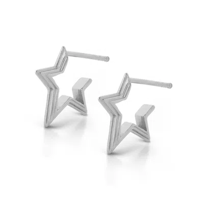 Nellou Jewellery Women's Stellar Hoop Earrings Sterling Silver
