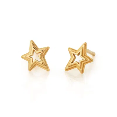 Nellou Jewellery Women's Stellar Starburst Stud Earrings Gold Plated Sterling Silver