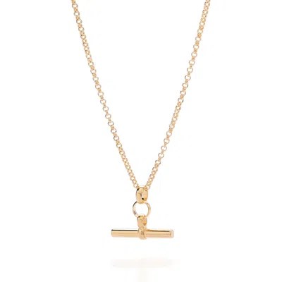 Nellou Jewellery Women's T Bar Necklace Gold Plated Sterling Silver
