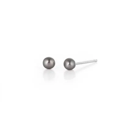 Nellou Jewellery Women's Tiny Button Stud Pearl Earrings Silver