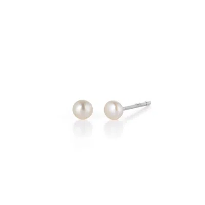 Nellou Jewellery Women's Tiny Button Stud Pearl Earrings White