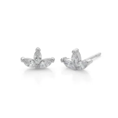 Nellou Jewellery Women's Trio Leaf Stud Earrings Sterling Silver