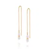 Nellou Jewellery Women's White / Gold Ellen White Pearl Fall Earrings Gold Plated Sterling Silver