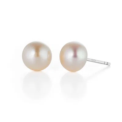 Nellou Jewellery Women's White Large Pearl Button Stud Earrings