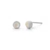 Nellou Jewellery Women's White Moonstone Mini Gem Dot June Birthstone Earrings Sterling Silver