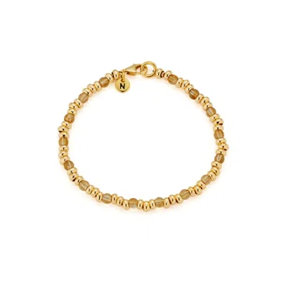 Nellou Jewellery Women's Yellow Gem Citrine Bracelet November Birthstone Gold Plated Sterling Silver