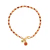 Nellou Jewellery Women's Yellow Linear  July Birthstone Bracelet Carnelian Gold Plated Sterling Silver In Yellow