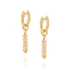 Nellou Jewellery Women's Yellow / Orange / Gold Linear Huggie Birthstone Earrings November Gold Plated Sterling Silve