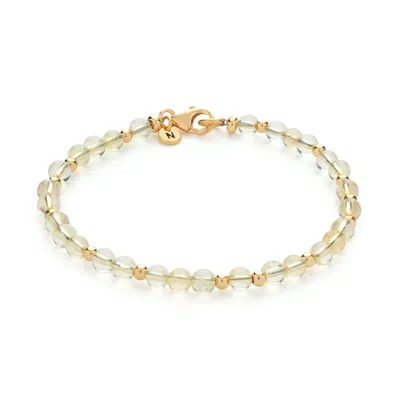 Nellou Jewellery Women's Yellow / Orange Jewel Bead November Birthstone Bracelet Gold Plated Sterling Silver - Citrin