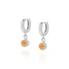 Nellou Jewellery Women's Yellow / Orange / Silver Gem Hoop November Birthstone Earrings Sterling Silver - Citrine