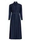 Nells Nelson Maria Drape Collar Silk Maxi Dress In Blue
