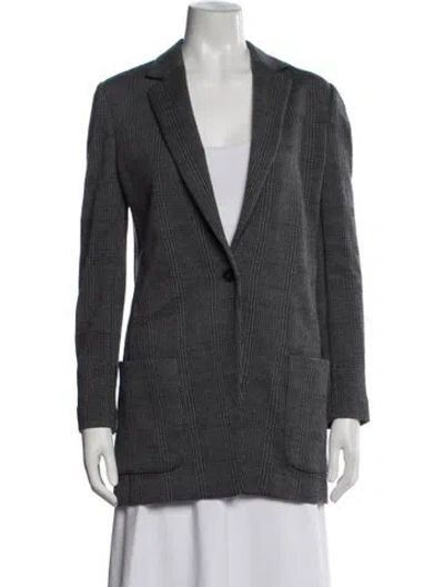 Pre-owned Nells Nelson Merino Wool Tweed Pattern Blazer In Grey