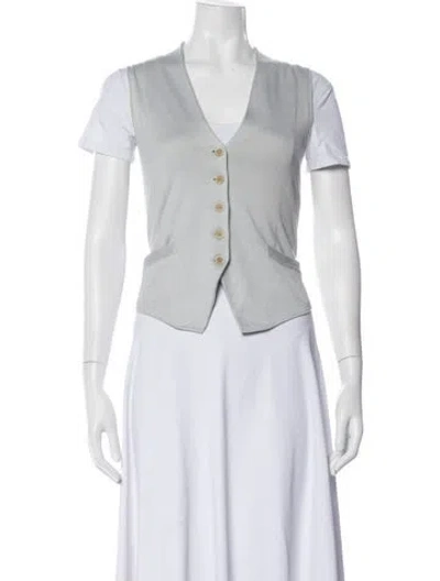 Pre-owned Nells Nelson Silk V-neck Top In Gray