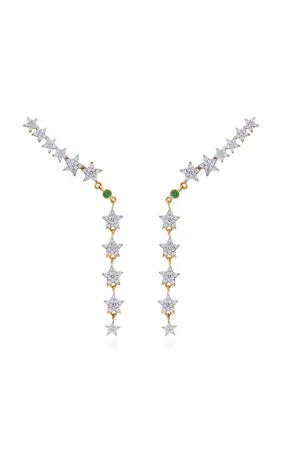 Nelly Rojas 18k White Gold Star Waterfall Earrings