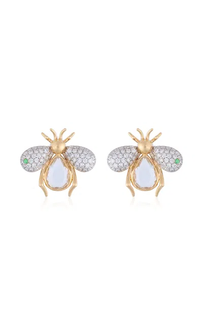 Nelly Rojas 18k Yellow Gold Abeja Real Crystal Quartz Earrings