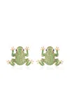 Nelly Rojas 18k Yellow Gold Amazonica Frog Tsavorite Earrings Yellow Gold In Green