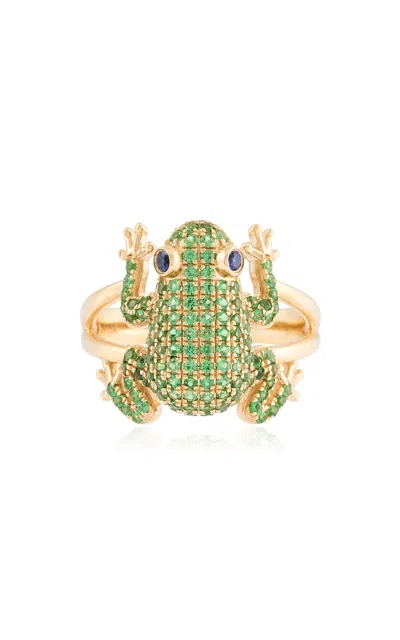Nelly Rojas 18k Yellow Gold Amazonica Frog Tsavorite Ring Yellow Gold In Green