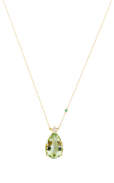 Nelly Rojas 18k Yellow Gold Hada One Star Green Amethyst Necklace