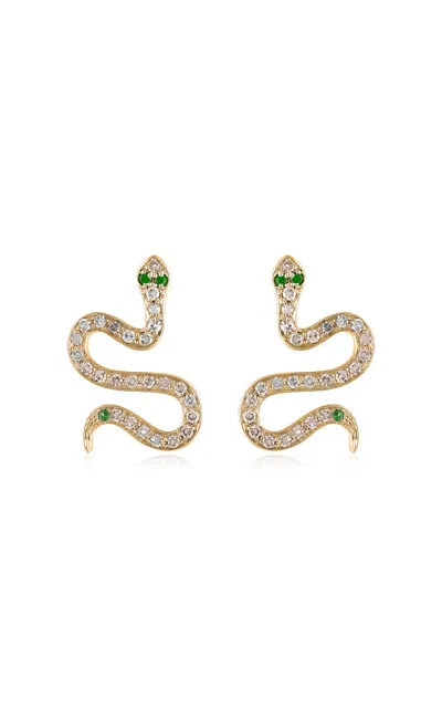 Nelly Rojas 18k Yellow Gold Mini Serpentine Snake Earrings Yellow Gold