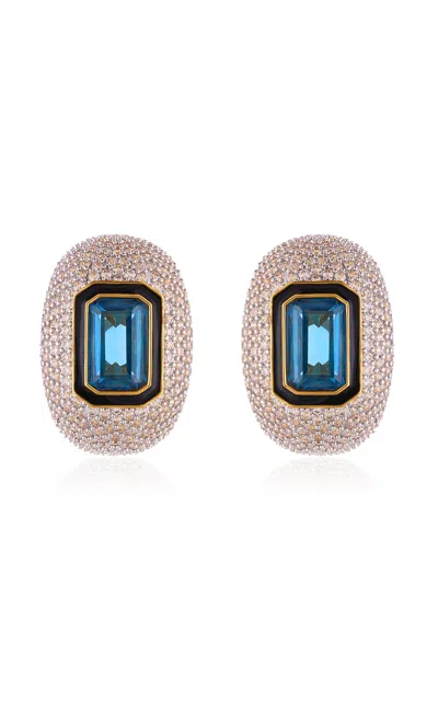 Nelly Rojas 18k Yellow Gold Sublime Diamond And Topaz Hoops