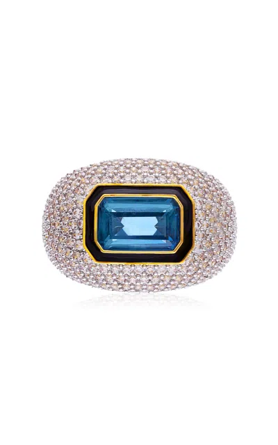 Nelly Rojas 18k Yellow Gold Sublime Diamond And Topaz Ring