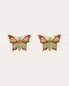 Nelly Rojas Women's Diamond & Jade 18k Gold Mini Butterfly Iris Stud Earrings