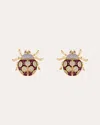Nelly Rojas Women's Diamond & Ruby 18k Gold Fauna Ladybug Stud Earrings