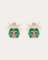 Nelly Rojas Women's Royal Green Ladybug Stud Earrings In Green