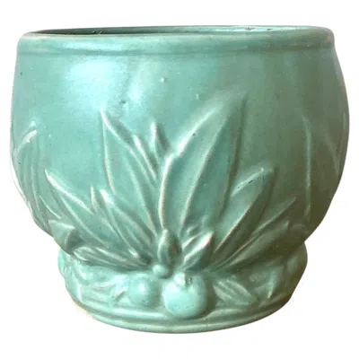 Pre-owned Nelson Mccoy Pottery Company Vintage Glazed Ceramic Cache Pot After Mccoy In Blue