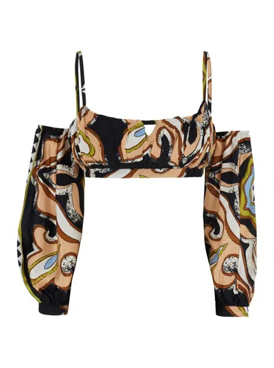 Nema 'amari' Multicolor Top With Thin Straps And All-over Printed Motif