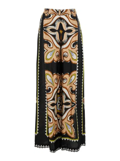 Nema Multicolor Pants With Wide-leg Design And All-over Printed Motif In Viscose Woman