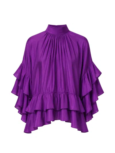 Nema Ruffled Tiered Blouse In Purple